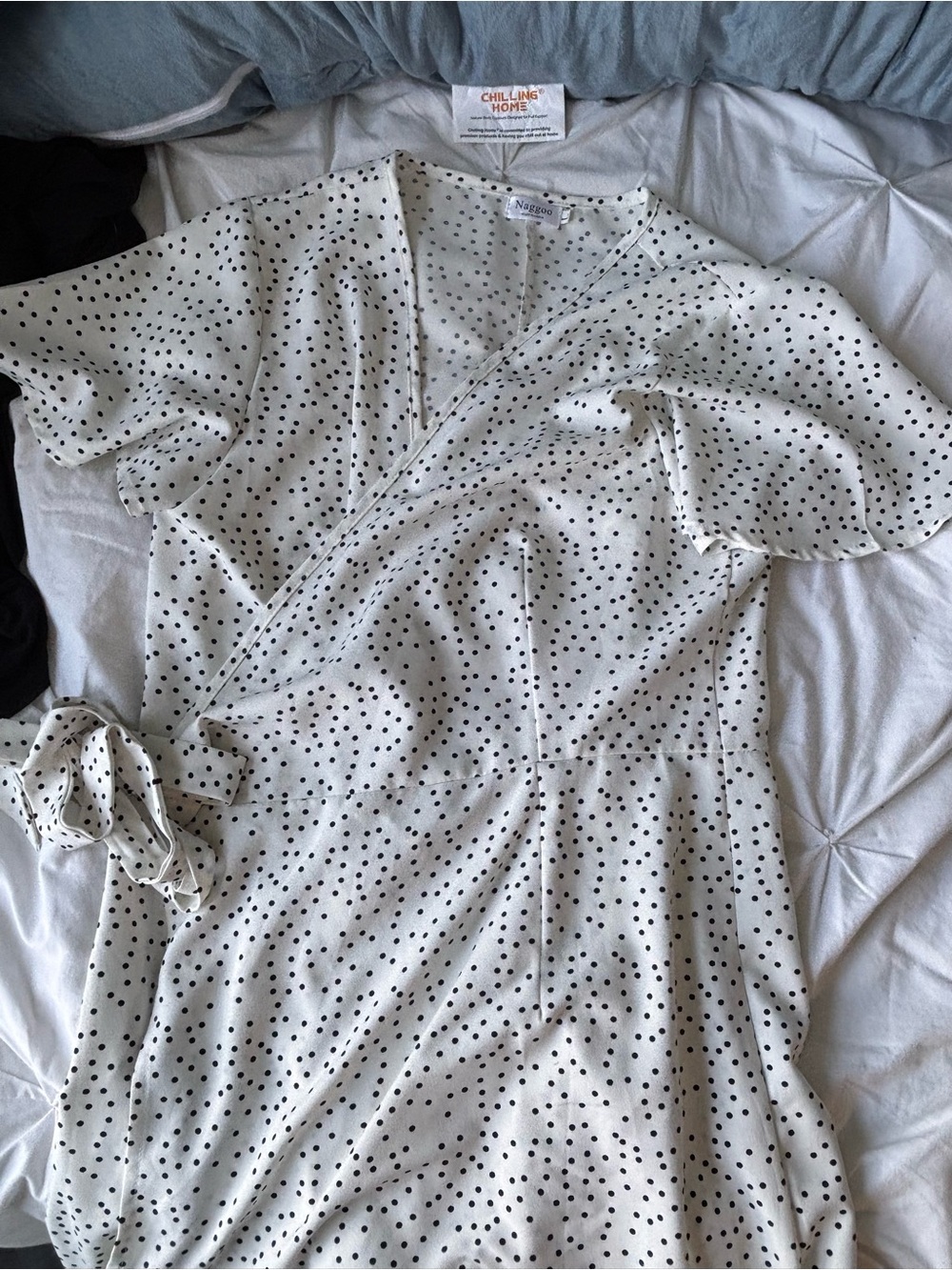 Polka dot tie wrap dress